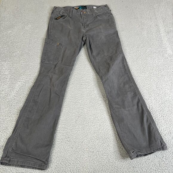 Ariat Rebar M7 Slim Straight Leg Jeans Mens 30x32 Gray Field Carpenter Canvas - Picture 1 of 16
